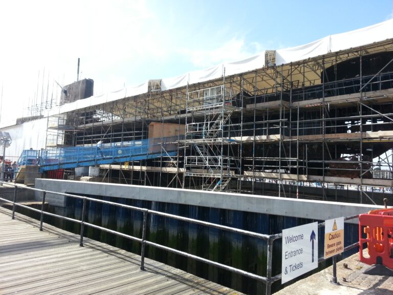 Scaffold access around HMS Alliance in Gosport